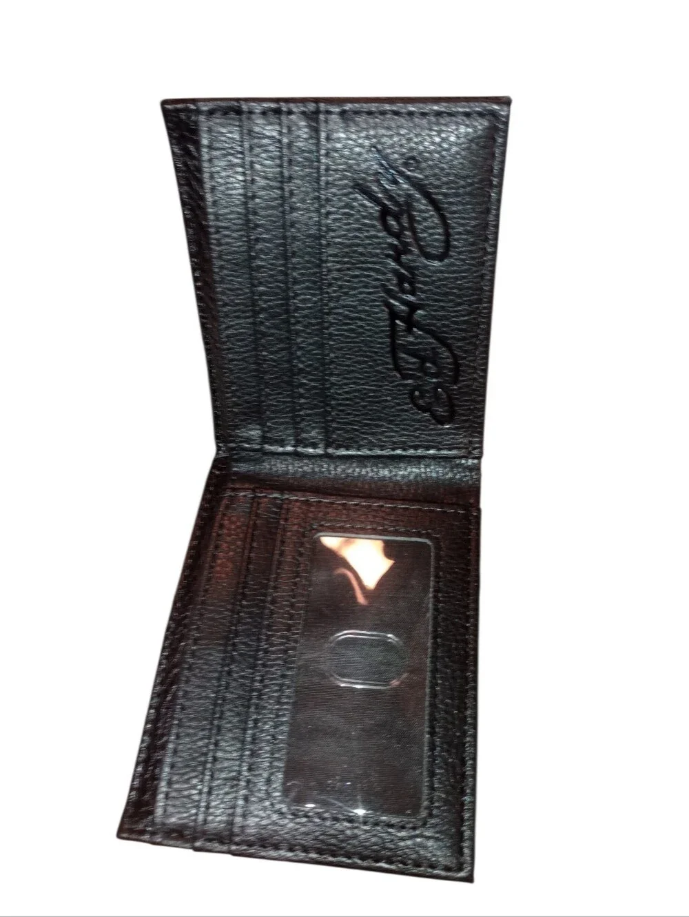 Ed Hardy Black Leather Wallet with Heart & Skull Graphic Gift Case, NWT